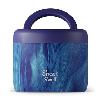 S'nack by S'well Stainless Steel Food Container - 24 Oz - Azure Forest - Double-Layered Insulated Bowls Keep Food Cold for 8 Hours and Hot for 6 Hours - BPA-Free