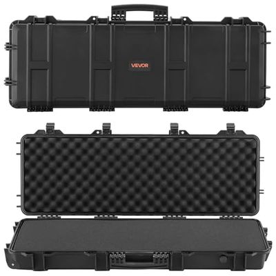 VEVOR Hard Rifle Case, Lockable Rifle Case with Pre-Cut Foams, 40 in Gun Storage with Wheels, IP67 Waterproof & Dustproof Movable Large Pistol Storage for Rifles, Shotguns, Airsoft Guns, Black