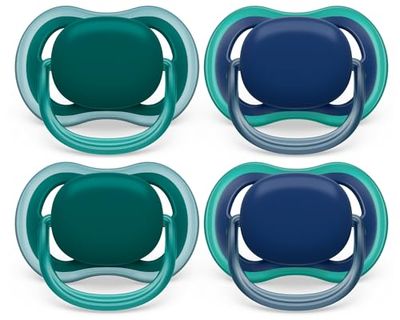 Philips Avent Ultra Air Pacifier - 4 x Light, Breathable Baby Pacifiers for Babies Aged 6-18 Months, BPA Free with Sterilizer Carry Case (Model SCF085/52)
