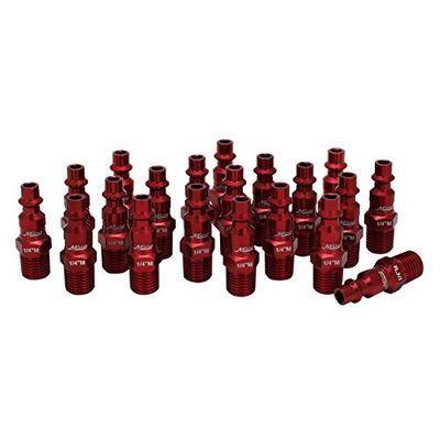 ColorFit by Milton 727MC-20 Pneumatic Plugs - (M-Style, Red) - 1/4" NPT Male, (Box of 20)