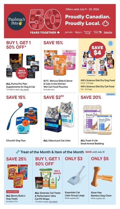 Paulmac's Pets Flyer July 9 to 22