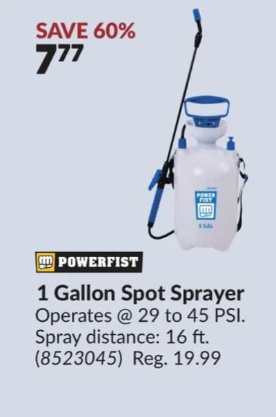 Princess Auto: 1 Gallon Spot Sprayer $7.77 (reg. $19.99) and 5 Gallon 5-1/2 HP Stainless-Steel Wet/Dry Vac $55.55 (July 14 - 26)