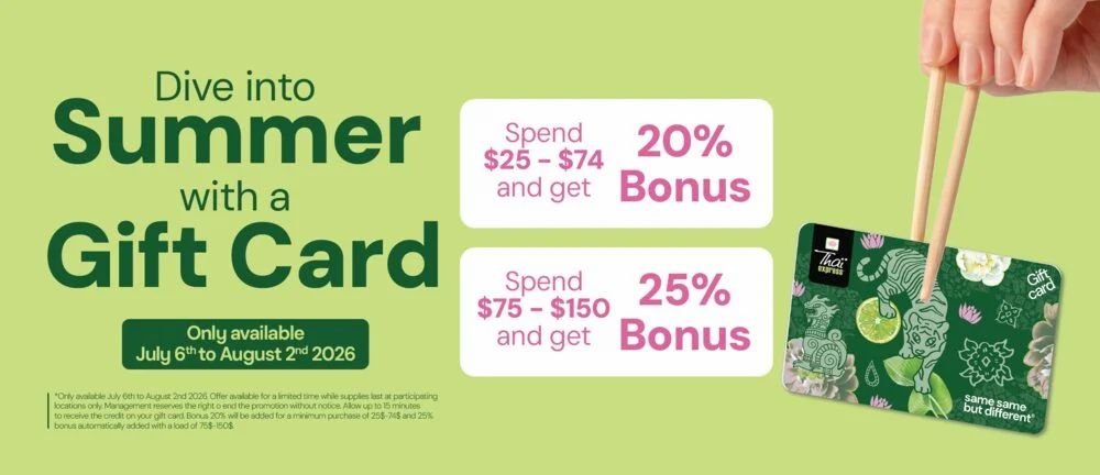 Thai Express giftcard (20-25% bonus) ymmv