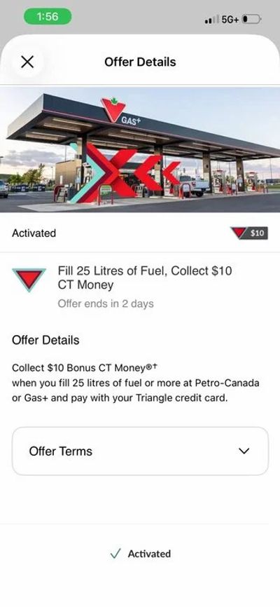 Canadian Tire: Fill 25 Liters of Fuel and collect $10 CT money