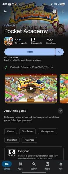 Google Play: Pocket Academy on Android - Game is Free until July 10th