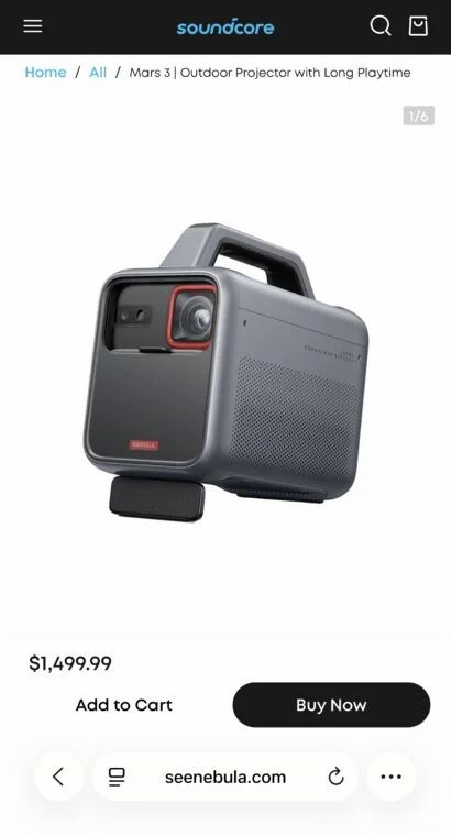 Soundcore (aka Anker): Nebula Mars 3 Portable Outdoor Projector - $615.99