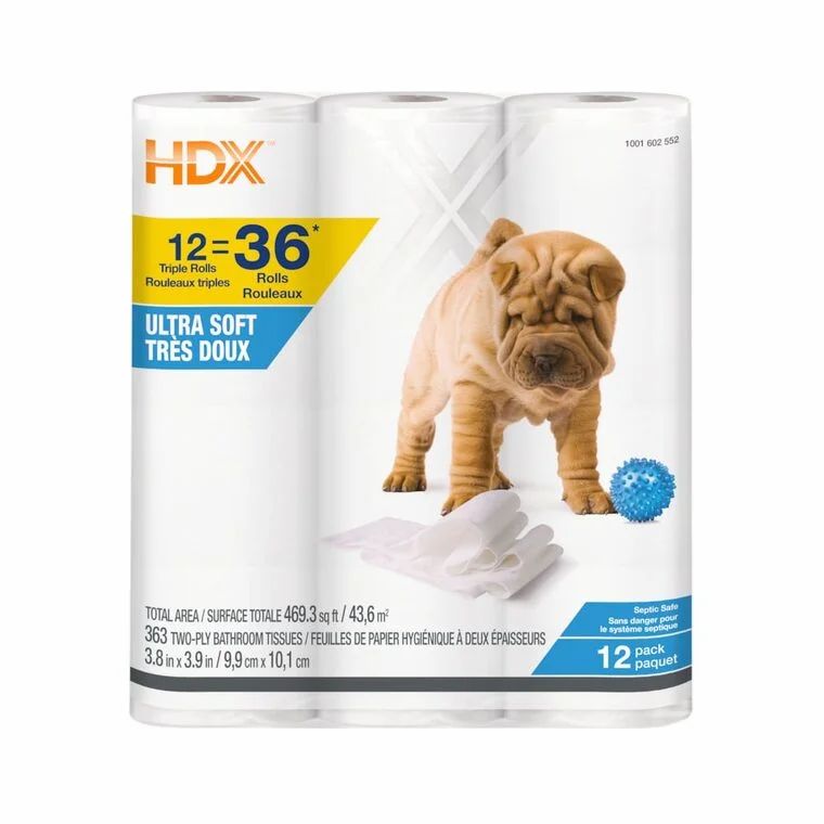 Home Depot: HDX Ultra Soft Triple Roll Toilet Paper (12-Roll) $10