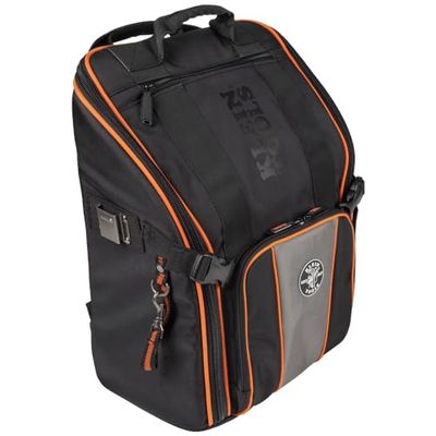 Klein Tools 55482 Tool Bag Backpack, Heavy Duty Tradesman Pro Tool Organizer with 21 Pockets and Large Interior, Water Resistant