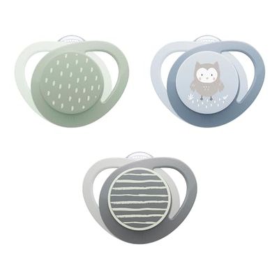 NUK Glow-in-the-Dark Orthodontic Pacifiers, 0-6 months, Owl & Weather, 3 Pack