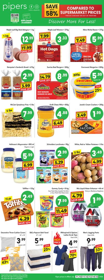 Pipers Superstore Flyer July 9 to 15