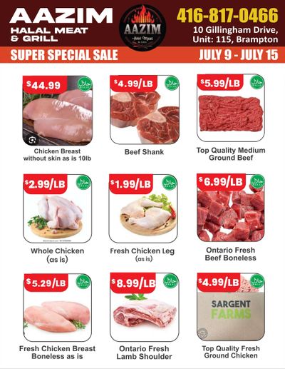 Aazim Halal Meat & Grill Flyer July 9 to 15
