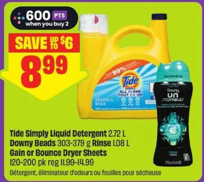 Fresh Co: Tide Simply 2.72L. 2 jugs for $15.96 (+600 scene points)
