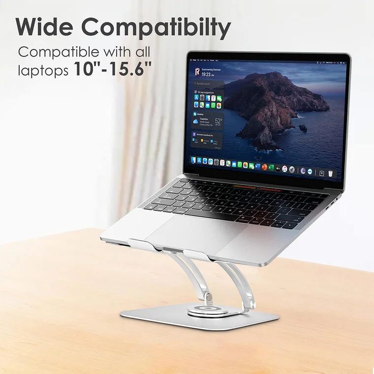 Primecables.ca: Ergonomic Laptop Holder with 360° Rotating Base, Adjustable Laptop Riser $32.95