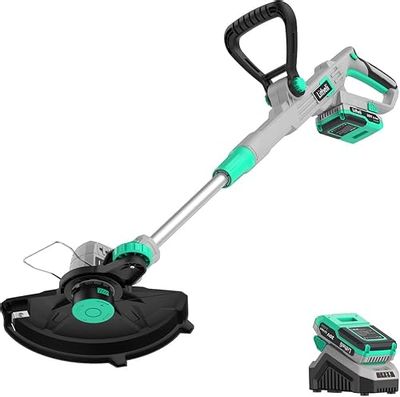 Litheli Cordless String Trimmer 12 Inch, 20V Battery Grass Trimmer/Wheeled Edger, 2-in-1 Weed Wacker with Auto Line Feed for Lawn Trimming/Edging, with 2.0Ah Battery and Charger Included