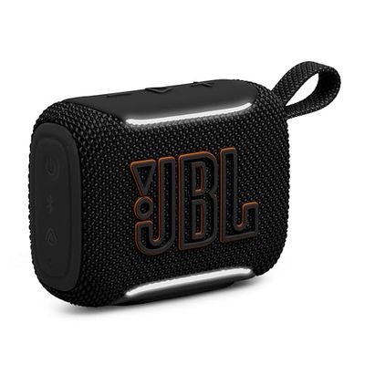 JBL Go 5 - Ultra-Portable Waterproof & Drop-Proof Speaker with JBL Legendary Sound & Ambient Edge Lighting, AirTouch Instant Stereo Pairing or Link Multiple Compatible Speakers via Auracast (Black)