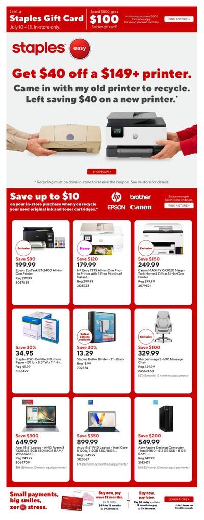Staples Flyer July 10 to 16