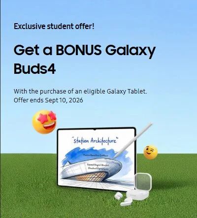 Samsung: Students: Free Galaxy Buds4 with eligible Galaxy Tablet or Buds4 Pro with Galaxy Book