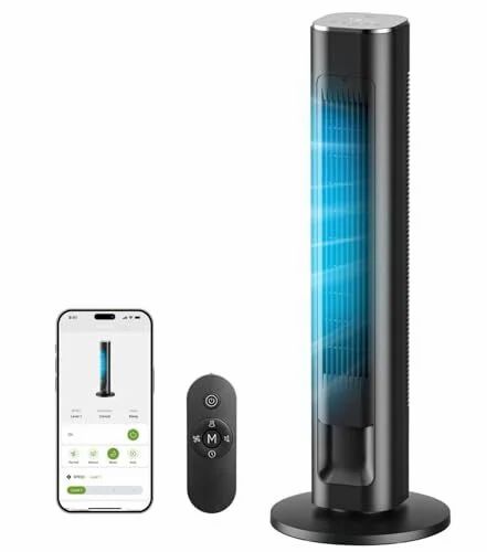 Amazon.ca: MORENTO 36-Inch Quiet Tower Fan, Smart Standing Fan with Remote & Voice Control, Black - $106.00 (was $259.99)