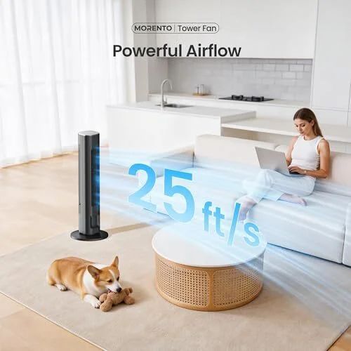 Amazon.ca: MORENTO 36-Inch Quiet Tower Fan, Smart Standing Fan with Remote & Voice Control, Black - $106.00 (was $259.99)
