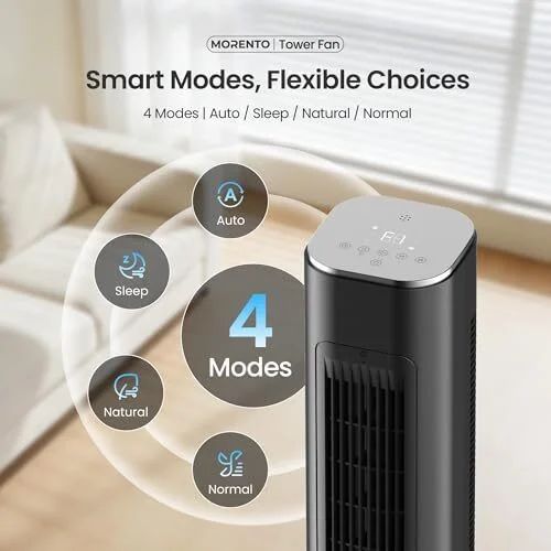 Amazon.ca: MORENTO 36-Inch Quiet Tower Fan, Smart Standing Fan with Remote & Voice Control, Black - $106.00 (was $259.99)