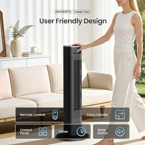 Amazon.ca: MORENTO 36-Inch Quiet Tower Fan, Smart Standing Fan with Remote & Voice Control, Black - $106.00 (was $259.99)