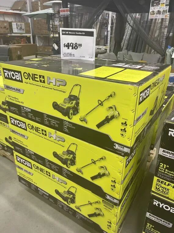 Home Depot: IN-STORE RYOBI 18V Lawn Mower, Blower, and Trimmer Kit with (2) 4.0 Ah Batteries and Charger