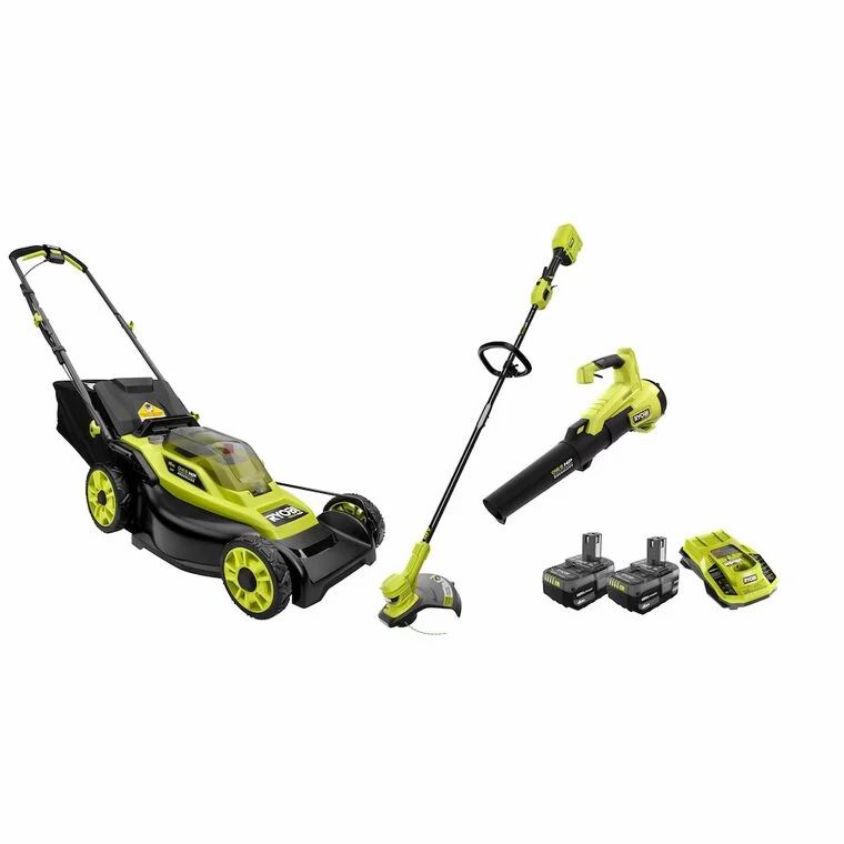 Home Depot: IN-STORE RYOBI 18V Lawn Mower, Blower, and Trimmer Kit with (2) 4.0 Ah Batteries and Charger