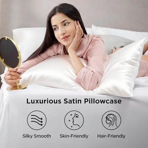 Amazon.ca: Bedsure 2 Pack Satin Pillow Cases (ivory) - $7.06