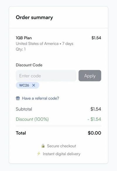 Yatelo: YMMV? Free 1GB esim for Canada, US, Mexico. Limited to first 100 customers ? Discount code: WC26