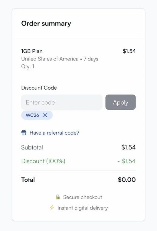 Yatelo: YMMV? Free 1GB esim for Canada, US, Mexico. Limited to first 100 customers ? Discount code: WC26