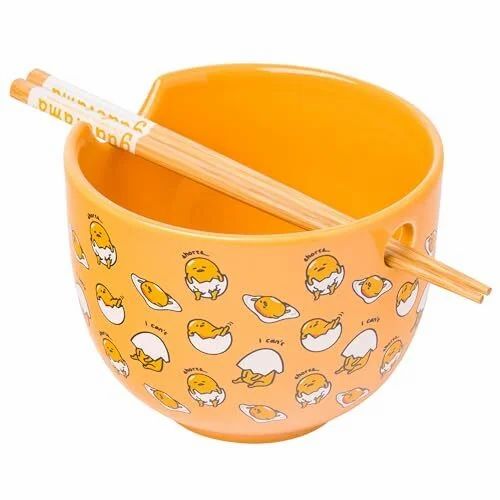 Amazon.ca: Silver Buffalo Hello Kitty Gudetama Ceramic Ramen Bowl w/ Chopsticks - $51.99 | Buy 3 Save 5%