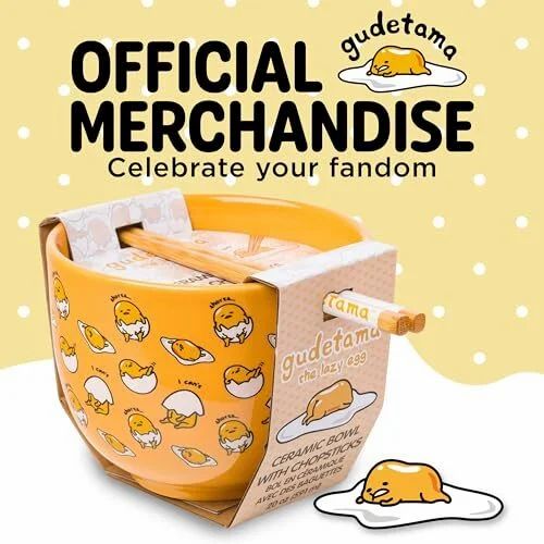 Amazon.ca: Silver Buffalo Hello Kitty Gudetama Ceramic Ramen Bowl w/ Chopsticks - $51.99 | Buy 3 Save 5%