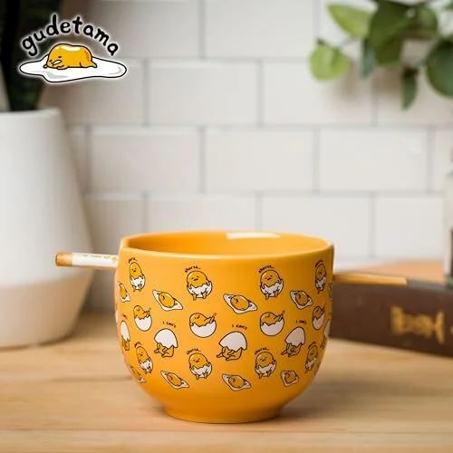 Amazon.ca: Silver Buffalo Hello Kitty Gudetama Ceramic Ramen Bowl w/ Chopsticks - $51.99 | Buy 3 Save 5%