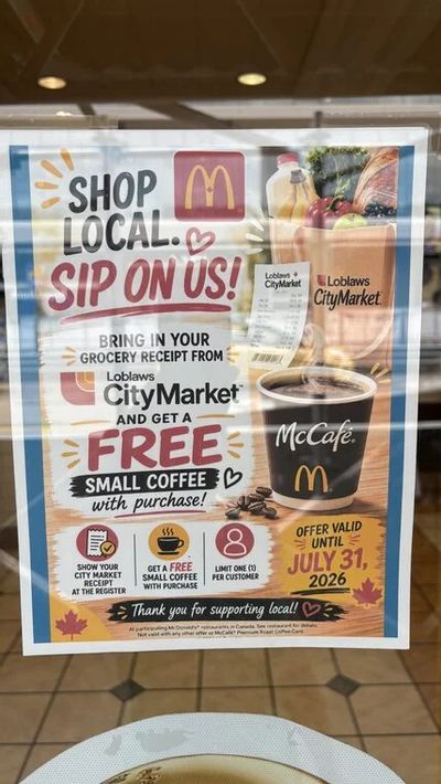 McDonalds: Free coffee with City Market purchase