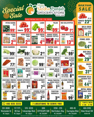 Sanjha Punjab Grocery Store Flyer July 10 to 16