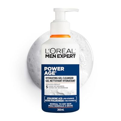 L'Oréal Paris Men Expert Power Age Hydrating Face Wash, Cleanser With yaluronic Acid, Mens Face Wash That Cleanses And Reduces Tightness For Comfortable, 260 ml