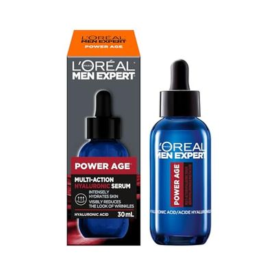 L'Oréal Paris Men Expert Power Age Multi-Action Hyaluronic Serum for Face, with Hyaluronic Acid, For Dry & Aging Skin, Intensely Hydrates, Reduces Look of Wrinkles, 30ml