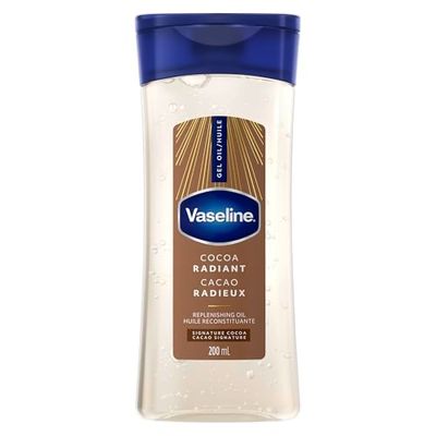 Vaseline Intensive Care Cocoa Radiant Body Gel Oil for Glowing Skin Made with 100% Pure Cocoa Butter + Replenishing Oils, 200 ML