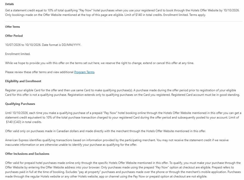 American Express: Amex - Expedia and Hotels.com, get 10% of qualifying purchases as credit ("pay now")