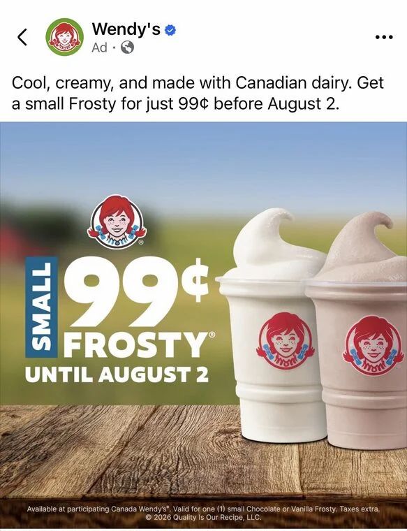Wendy's: Wendy’s Small Frosty - $0.99