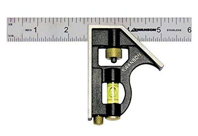 Swanson TC130 6-Inch Combo Square with Stainless Steel Rule, Zinc Body