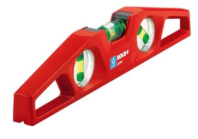 SOLA LSTFM Aluminum Die-Cast Magnetic Torpedo Level with 3 60% Magnified Vials, 10-Inch, Red