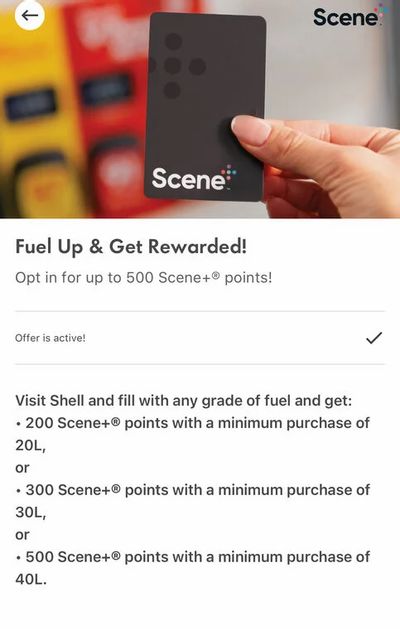 Shell: Earn upto 500 Scene Points when you Fill 40L (July 12-18) Ymmv