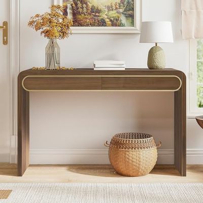 Console Table with Drawers, Narrow Entryway Table, Wooden Sofa Table for Living Room, Hallway, or Entryway, Long-Lasting MDF Frame, Rectangular Design, Modern Accent Furniture with Storage, Brown