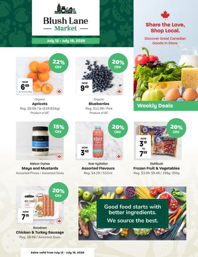 Blush Lane Organic Market Flyer July 12 to 18