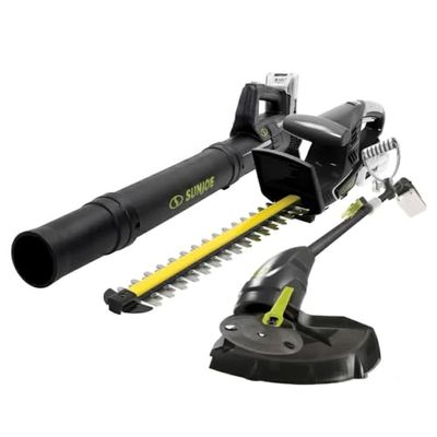 Sun Joe 24V IONMAX Cordless Leaf Blower, Grass and Hedge Trimmer Outdoor Garden Combo Power Tool Kit with Batteries and Charger