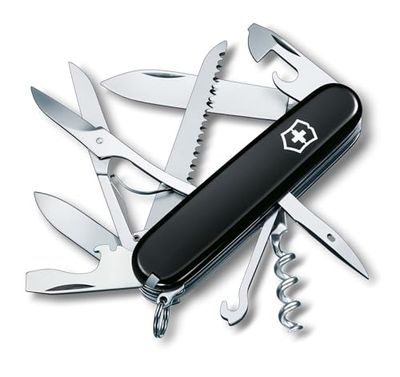 Victorinox Huntsman Swiss Army Knife, 15 Functions, Swiss Made Pocket Knife with Large Blade, Screwdriver, Scissors and Wood Saw - Black
