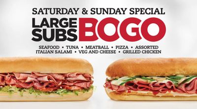 Mr. Sub: BOGO select large subs weekend July 18 & 19