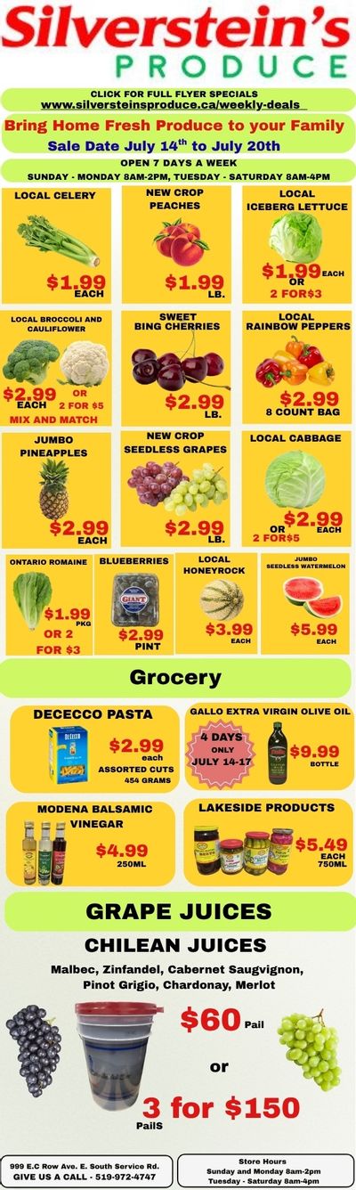 Silverstein's Produce Flyer July 14 to 20