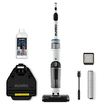 Eureka Cordless Wet Dry Vacuum Cleaner, Vacuum and Mop All in One for Multi-Surfaces, Powerful Hard Floor Cleaner Lightweight w/Self-Cleaning System, Perfect for Pet and Sticky Messes, NEW500, White